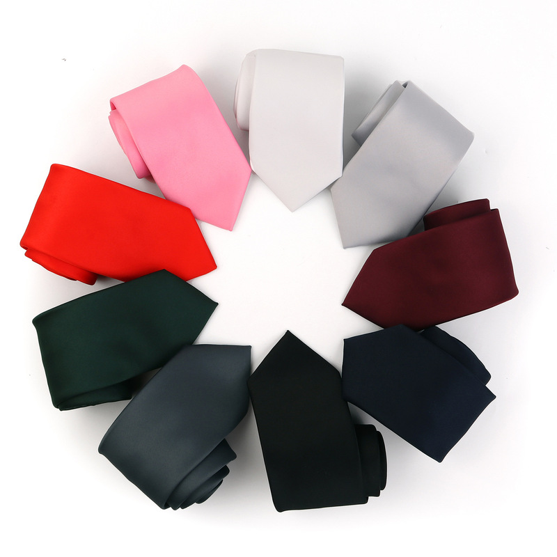 New solid color tie men's polyester silk high quality handmade tie men's and women's shirt accessories hand tie wholesale