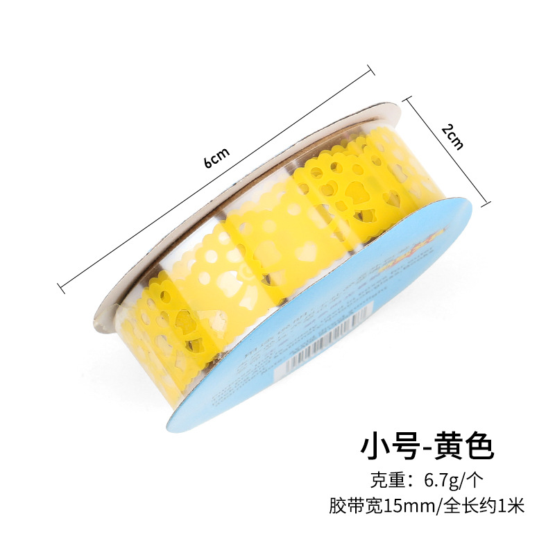 Cinta de encaje pequeña de 12 colores para decoración de diarios y planificadores, pegatinas decorativas coloridas, pegatinas de cinta pequeña hueca.