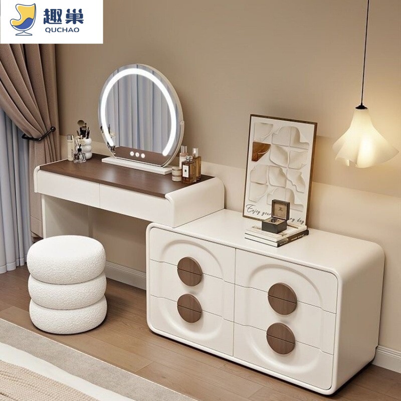 Cream-Style Dressing Table 2026 New Model Bedroom Modern Minimalist Style Storage Cabinet Integrated Smart Makeup Table Cream-Style Dressing Table 2026 New Model Bedroom Modern Minimalist Style Storage Cabinet Integrated Smart Makeup Table