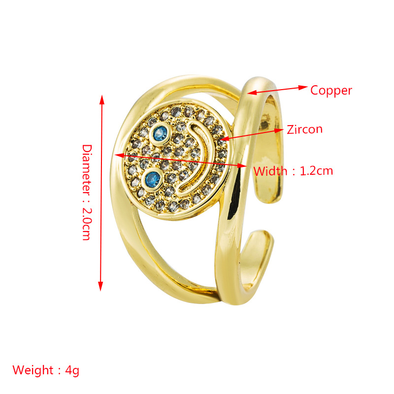 Retrogeometrisches hohles Lcheln Herzform Kupfer vergoldeter Ring Grohandel Nihaojewelrypicture1