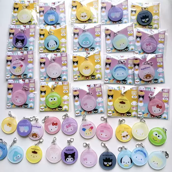 Cute cartoon acrylic round pendant bag charm big-eyed frog bag keychain decoration