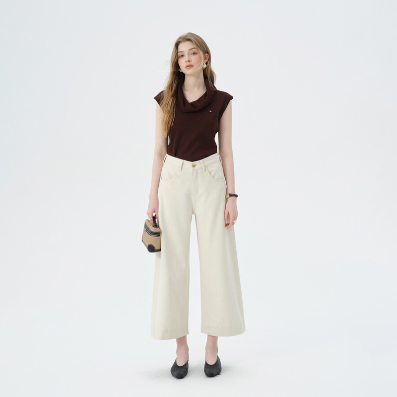 Light Luxury High-End Beige Denim Jeans for Women, High-Waisted, Loose Straight Fit, Slimming, Cropped Length, Original Color Denim, Versatile for Commuting Light Luxury High-End Beige Denim Jeans for Women, High-Waisted, Loose Straight Fit, Slimming, Cropped Length, Original Color Denim, Versatile for Commuting
