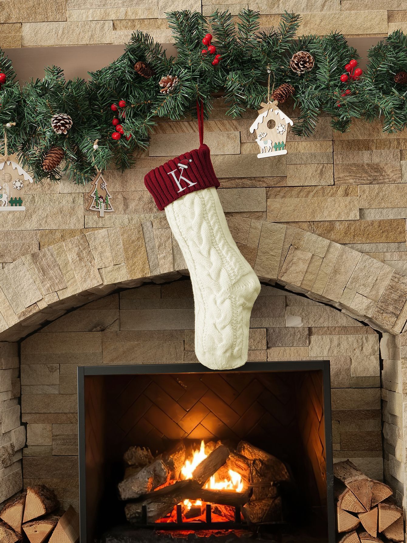 Amazon Europa y los Estados Unidos medias de Navidad personalizadas bordadas calcetines de letras de punto medias de regalo de Navidad colgantes fabricantes image 34