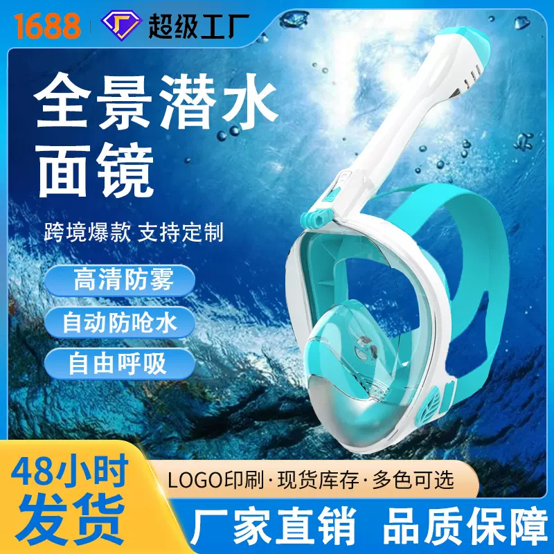 跨境爆款潜水面罩成人儿童游泳面罩眼镜可呼吸游泳镜浮潜装备面镜