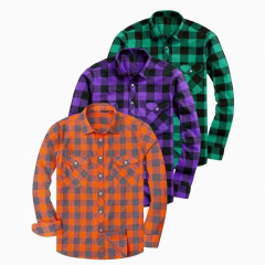 新商品のアマゾンのラシャの格子は帽子の寸のシャツの欧米のサイズの3つの服の2袋のカバーのシャツの男性を詰めます。