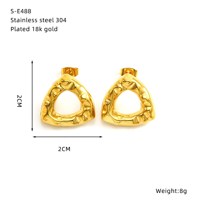 Titanium Steel Stud Earrings For Women Minimalist Half Ring Style_voghion.com