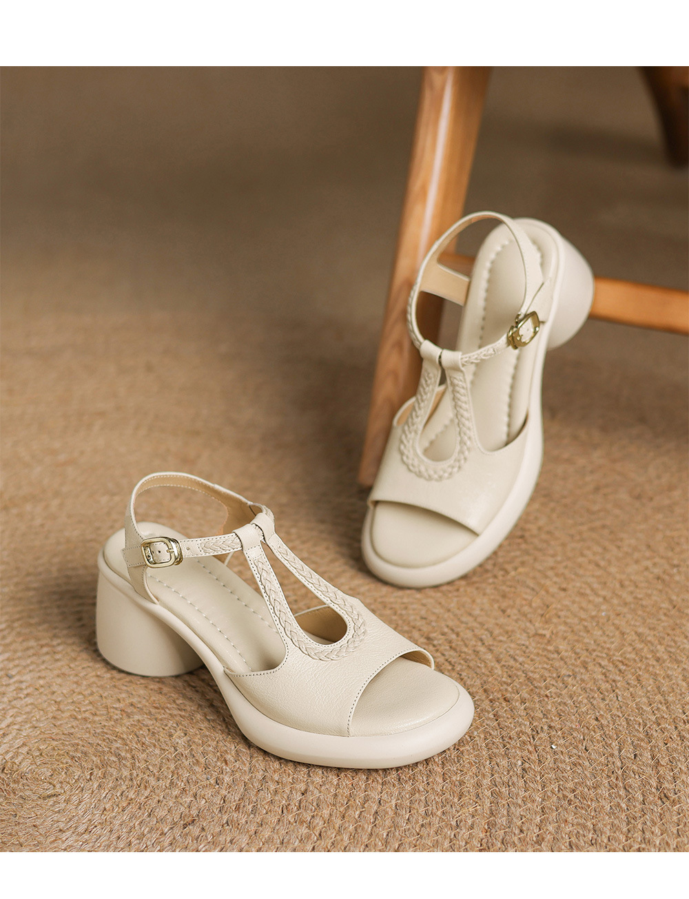 Sandal La Mã cao gót mùa hè size lớn 34-41, đế xuồng gót dày, mũi hở, chất liệu dệt — đen chi tiết 19