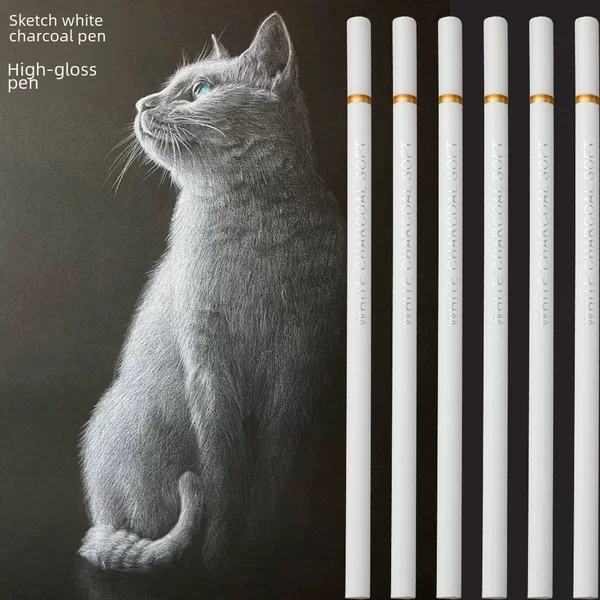 White charcoal pen high-gloss pen sketch painting sketch for art students white charcoal pen