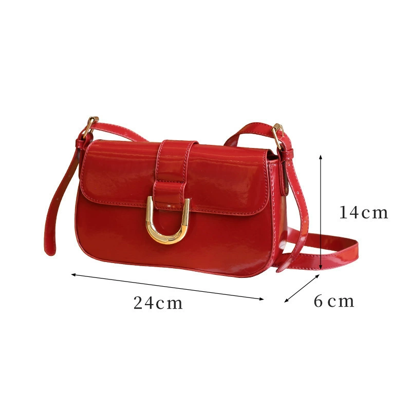 Retro one-shoulder bag, burgundy handheld underarm bag, shoulder bag, 2023, Korean style