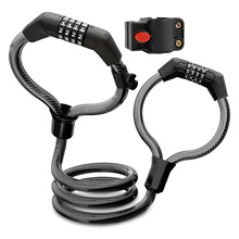 跨境专供自行车锁双头密码钢丝锁带锁架加粗钢缆绳防盗密码链条锁