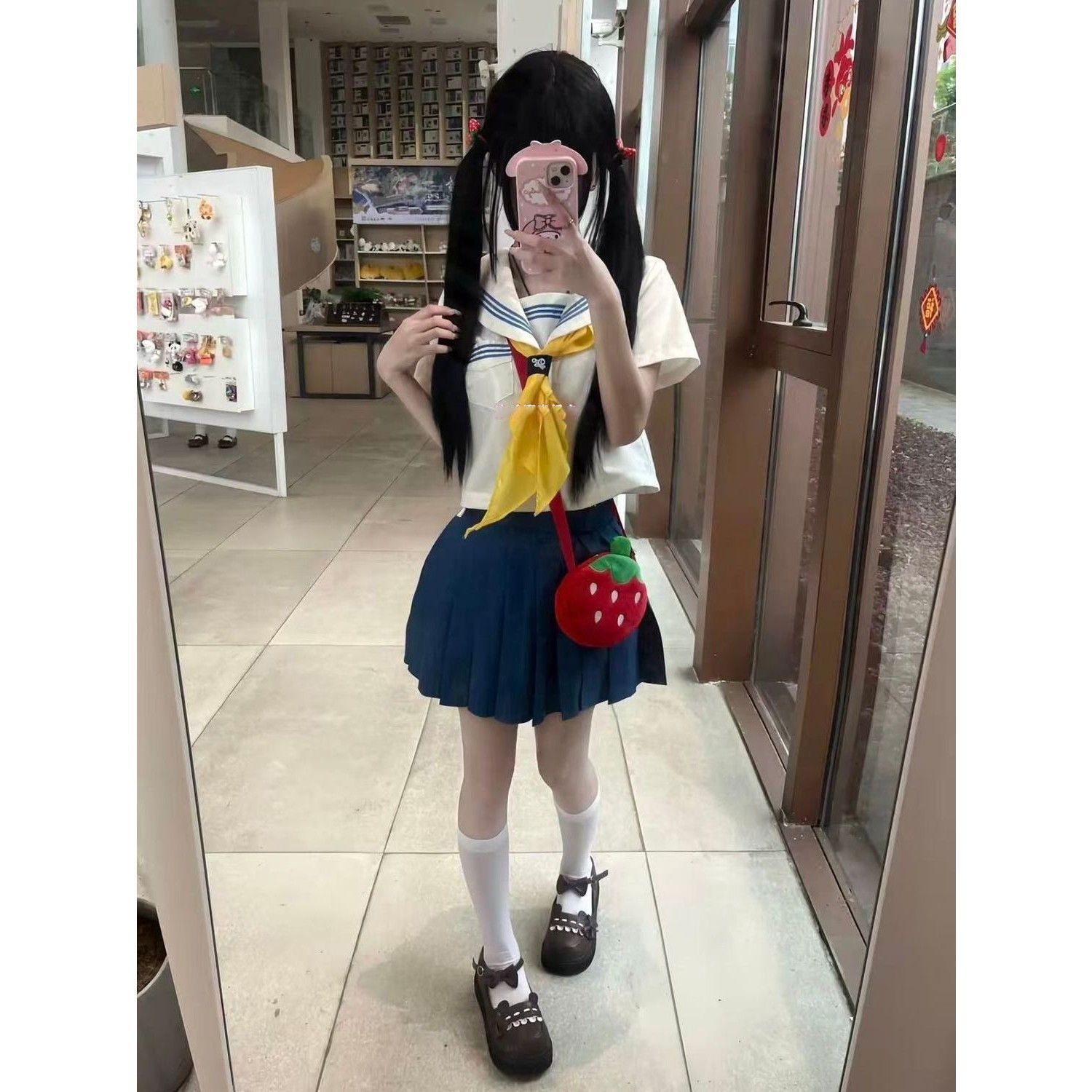 Basic sailor suit, blue three-color schoolgirl style, JK collar, college style, white-collar sailor suit, original soft girl uniform set.