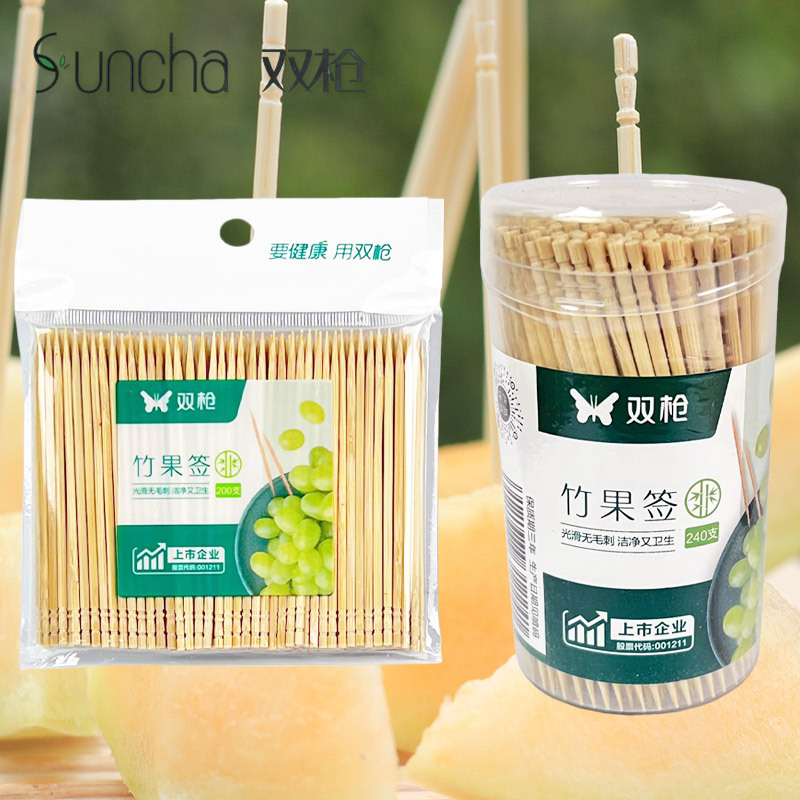Double-ended fruit skewers, bamboo disposable toothpicks, extended and thickened bamboo skewers, disposable fruit skewers, kebab sticks, cake forks