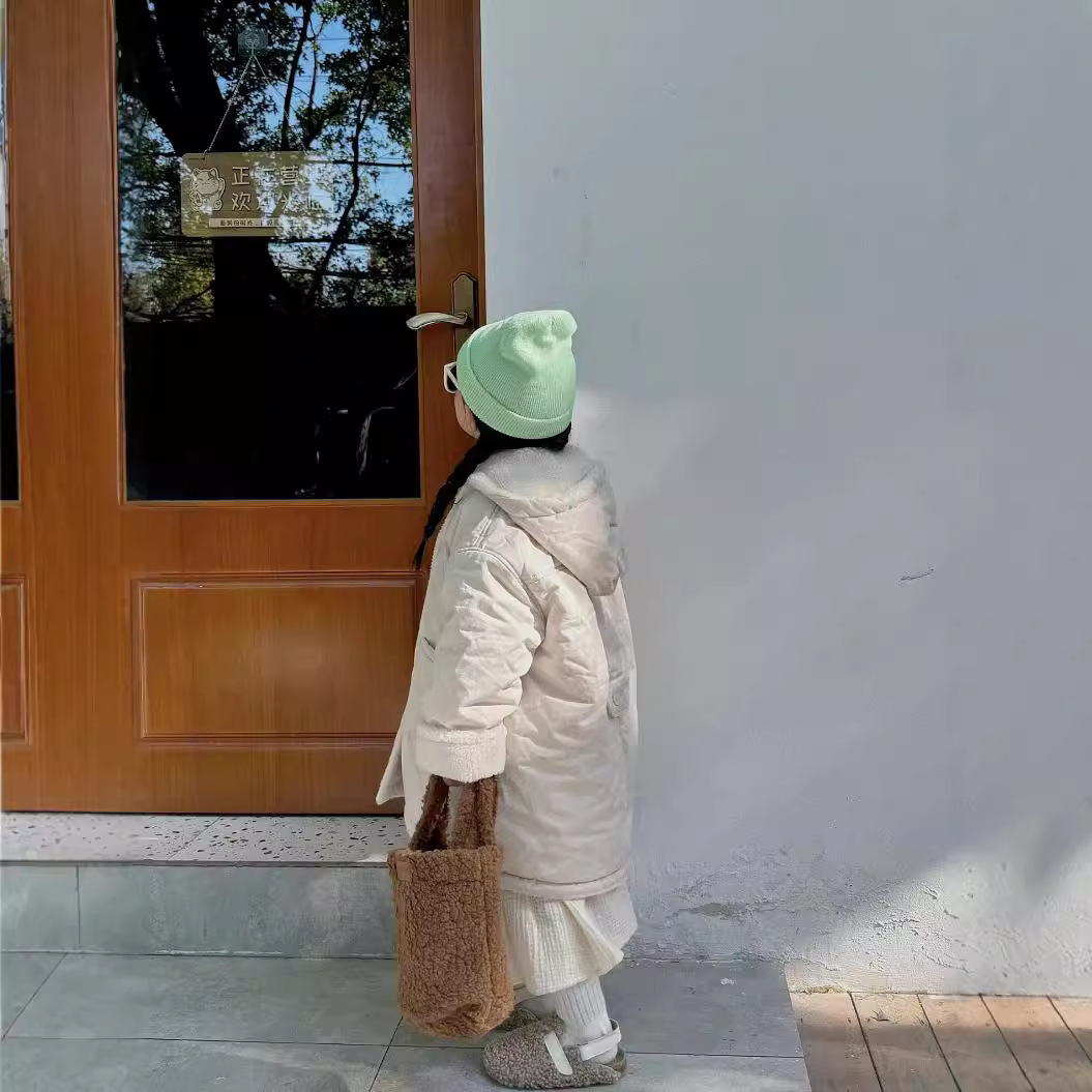 (2개) 2024 겨울 새로운 한국 아동복 소녀 두꺼운 따뜻한 양면 양모 긴 코튼 패딩 코트