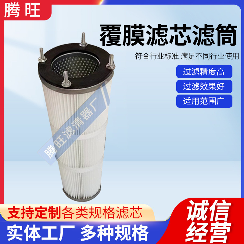 覆膜滤芯滤筒120*320真空上料机螺杆吊装锥形大小头粉尘除尘滤芯