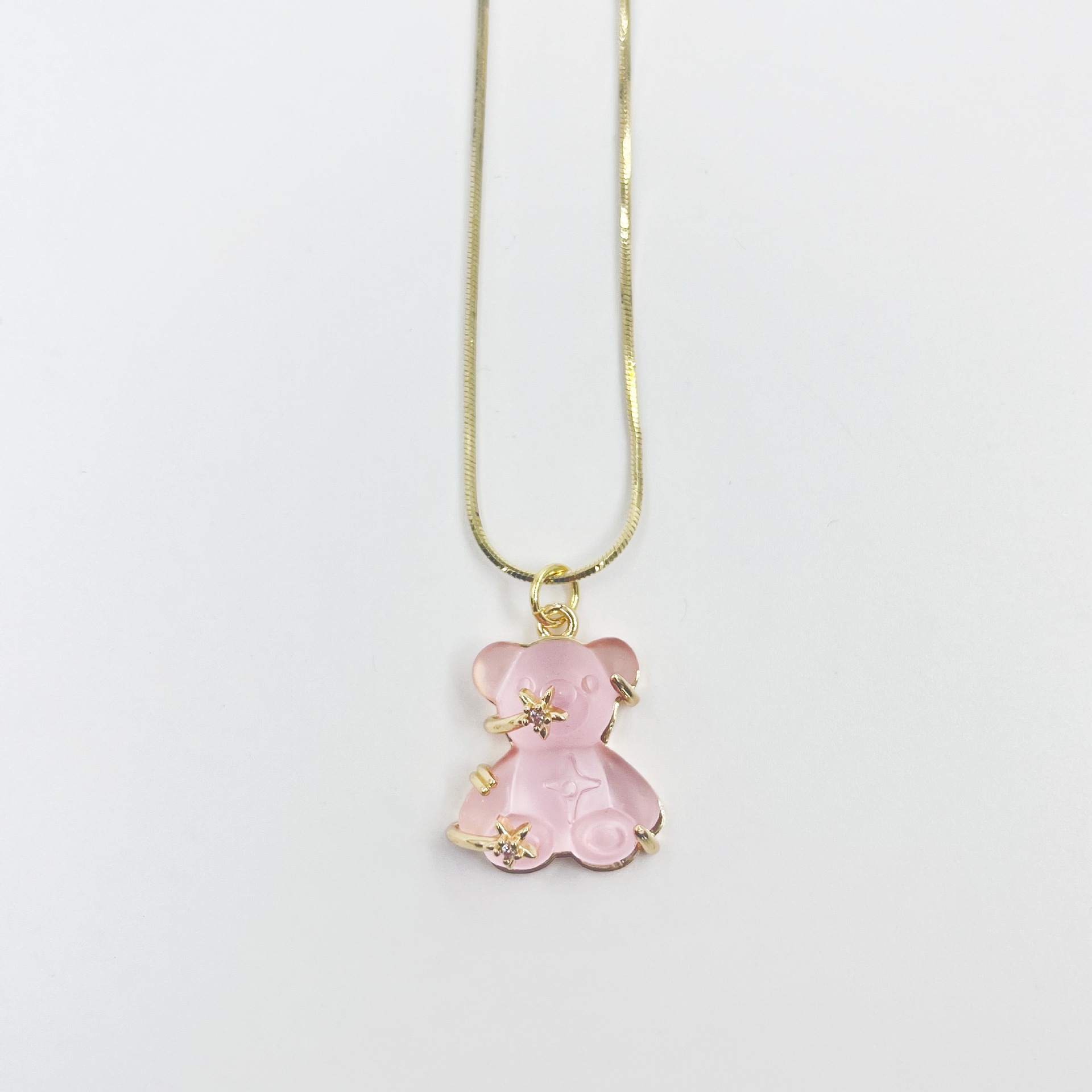 Bear Pattern Women's Gender Resin Copper Cute Bear Pendant Necklace