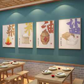 网红饭店墙面装饰创意烧烤肉店火锅餐饮馆国潮布置贴纸壁画工业风