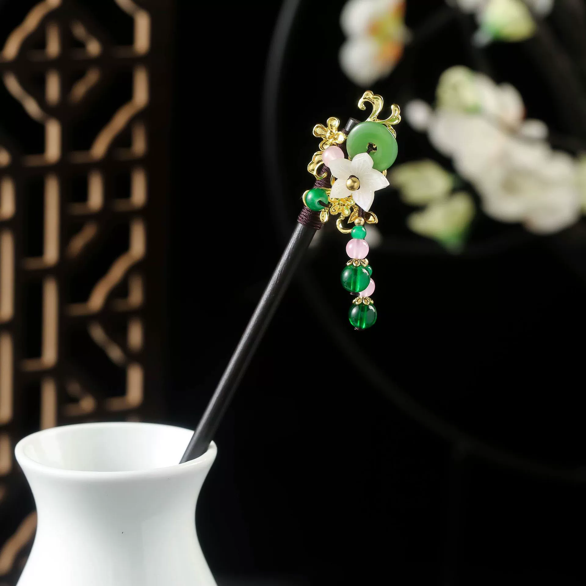 Fresh retro Chinese hairpin with tassels sandalwood, cheongsam, hairgrip, hair accessory