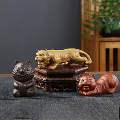 Creative Zisha Tiger Tea Pet Statue, Tiger Year Ceramic Good Luck Charm, Tea Room Tea Table Home Decor, Twelve Zodiac