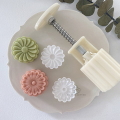 50g清新小雛菊花朵2件套綠豆糕點心月餅模具 甜點冰皮手壓模 批發