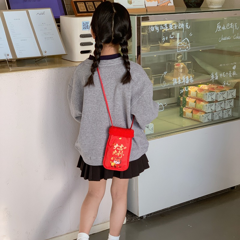 2026 bolsas de Año Nuevo para niños nuevos dibujos animados Año Nuevo Caballo sobre rojo lindo cordero para niños billetera de Año Nuevo