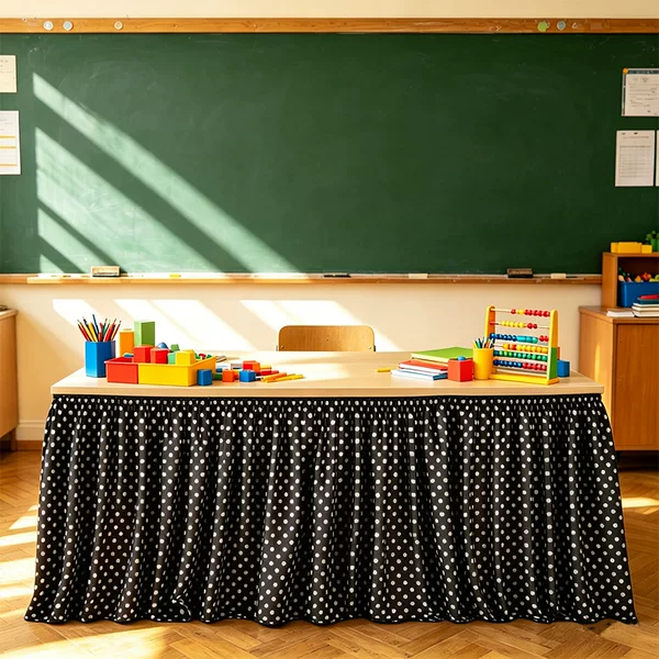 Cross-Border Polka Dot Table Skirt Suitable for Classroom, Office, Birthday Party, Party Decoration, Amazon Rectangular Tablecloth