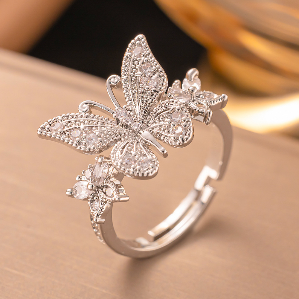 8g Weight Zircon Inlay Material Open Rings Classification 1 Piece Quantity Daily Occasion Copper Material Heart Shape, Bow Knot Pattern All Seasons Season Women's Gender Elegant Style Waterproof Non Tarnish Craft PVD Coated Real Gold Plated Heart Shape Bow Knot 304 Stainless Steel Elegant Glam Waterproof Non Tarnish Open Rings 21