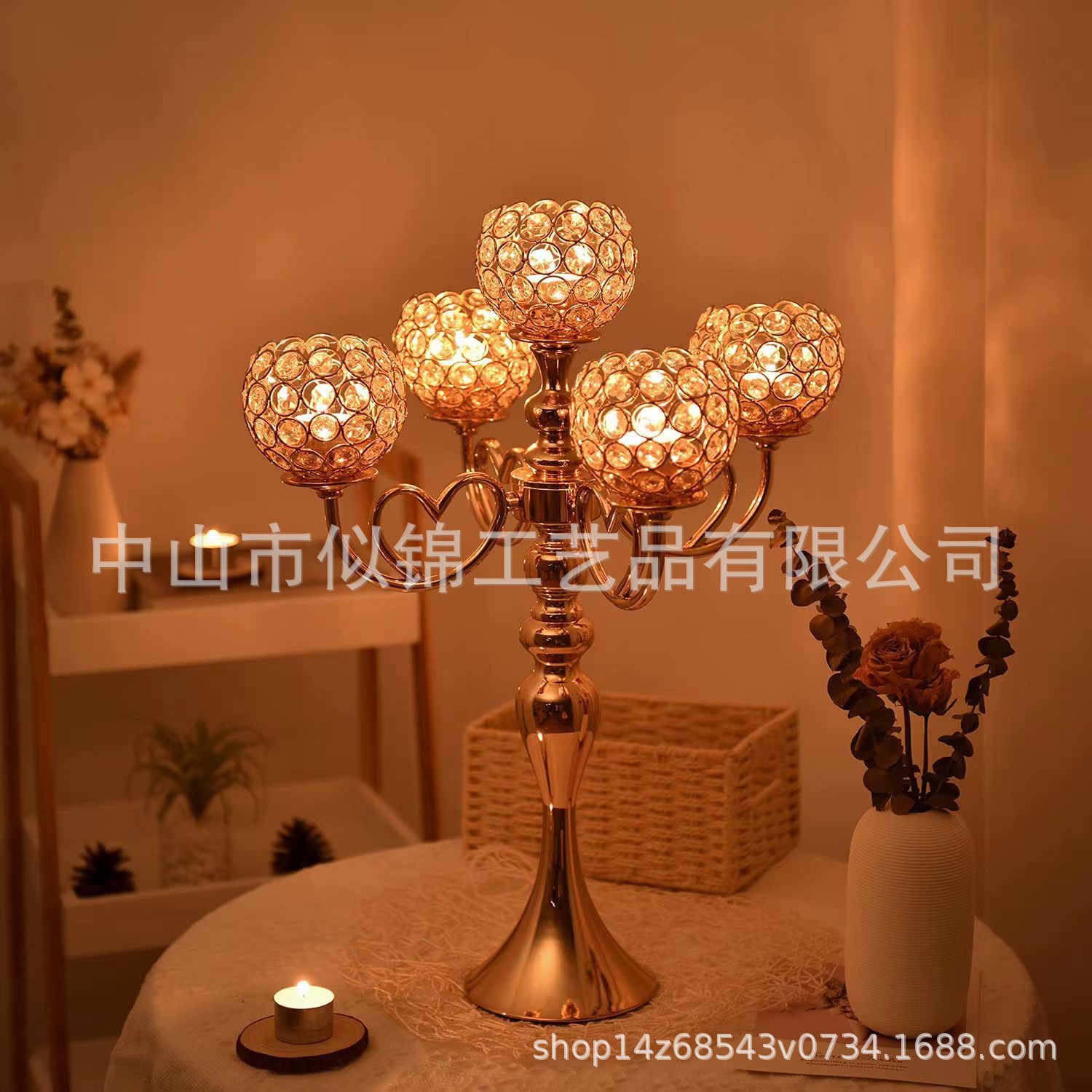 Amazon boda apoyos amor 5-cabeza candelabro luz creativa decoración de lujo hogar romántico decoración de la vela