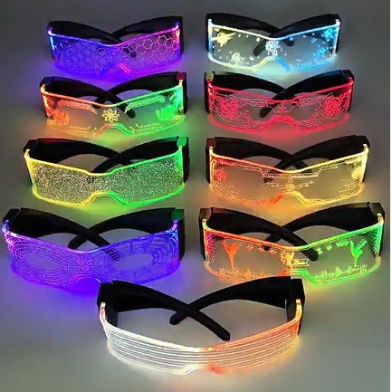 LED gafas luminosas plegables tecnología cyberpunk gafas luminosas bungee bar fiesta iluminación cheerleading