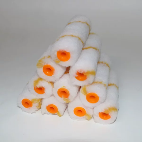 Mini Roller Brush, Mini Roller Brush Head, 4inch Yellow Strip Hot Melt Roller Core, Paint Replacement Head for Corners and Edges Without Dead Spots