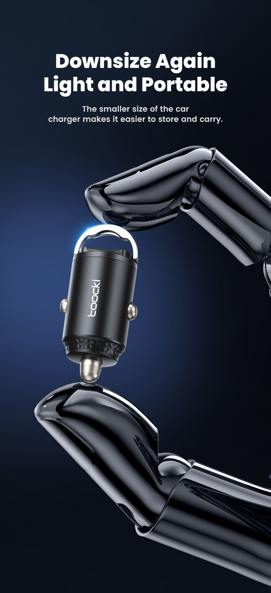 Toocki 45W Mini Pull-Tab Car Mobile Phone Charger Type-C Fast Charging Suitable for Samsung Pps Car Charger