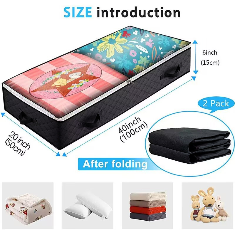 Caja de almacenamiento de fondo de cama transfronteriza ventana transparente bolsa de edredón bolsa de organización de ropa embalaje del hogar bolsa de almacenamiento de edredón bolsa móvil