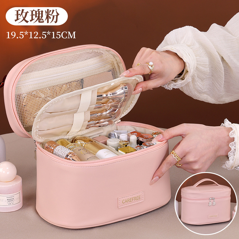 Oval Qimeng Categoría Bolsa de cosméticos de almacenamiento multicapa para mujer Bolsa de almacenamiento de pinceles de maquillaje portátil de gran capacidad Bolsa de lavado de viaje