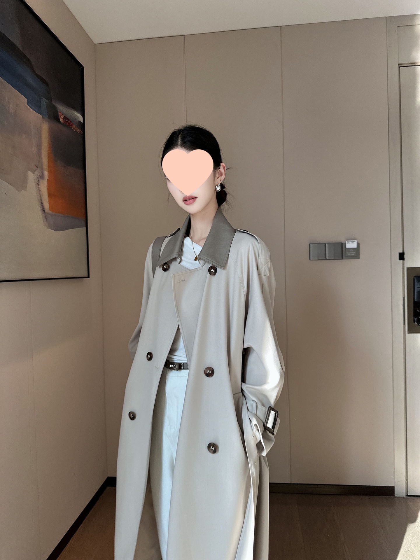 Khaki Contrast Color Lapel Windbreaker Jacket for Women Autumn New Style Petite Versatile Waistcoat Coat