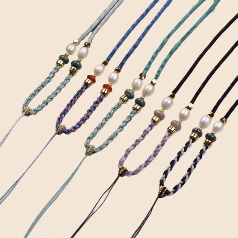 手工精编玛瑙珍珠项链挂绳高货翡翠水晶蜜蜡毛衣链绳时尚大气款