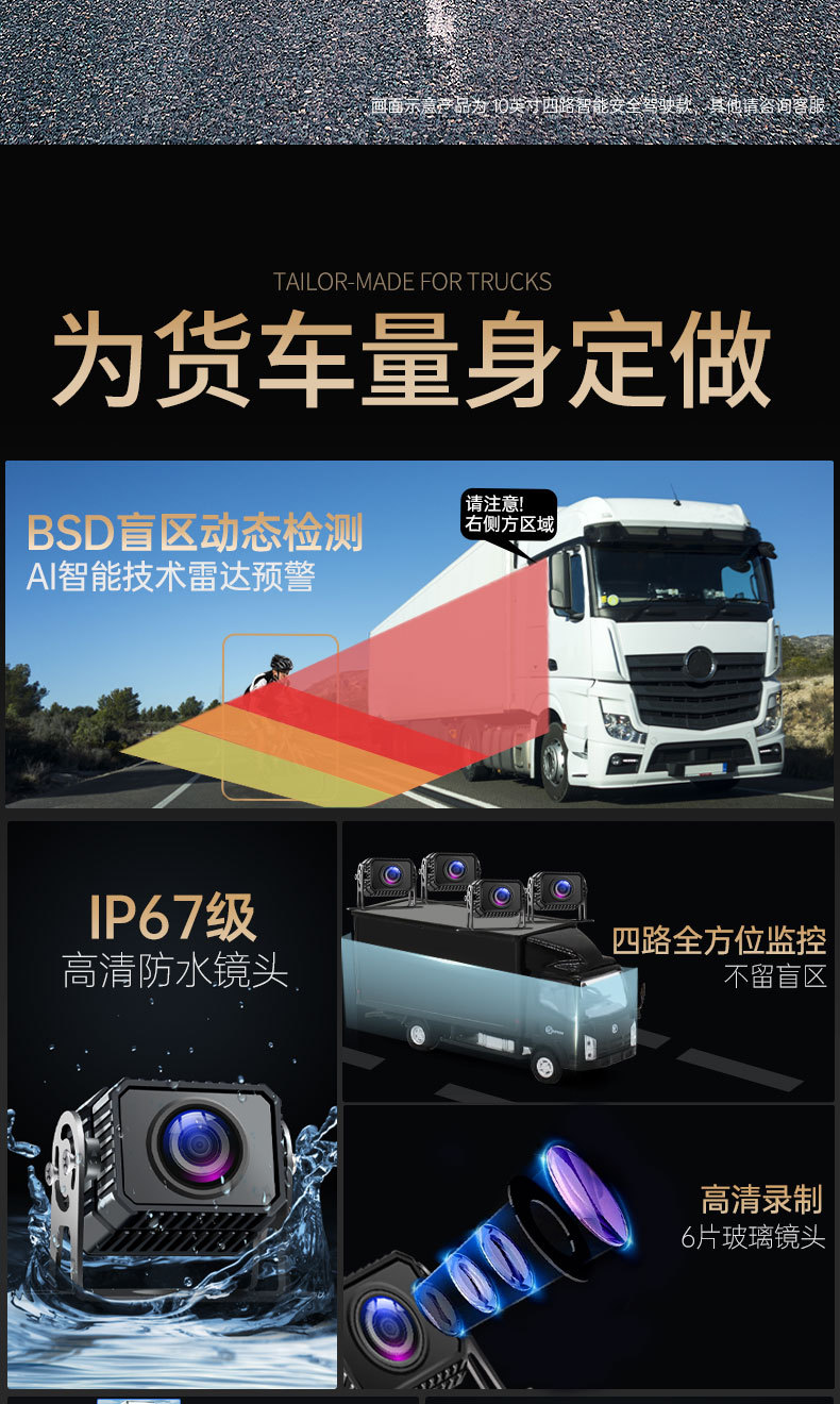 Truck Driving Recorder Front and Rear Dual Camera Gps Remote Four-Way Monitoring 24V High-Definition Reversing Image All-In-One Machine
