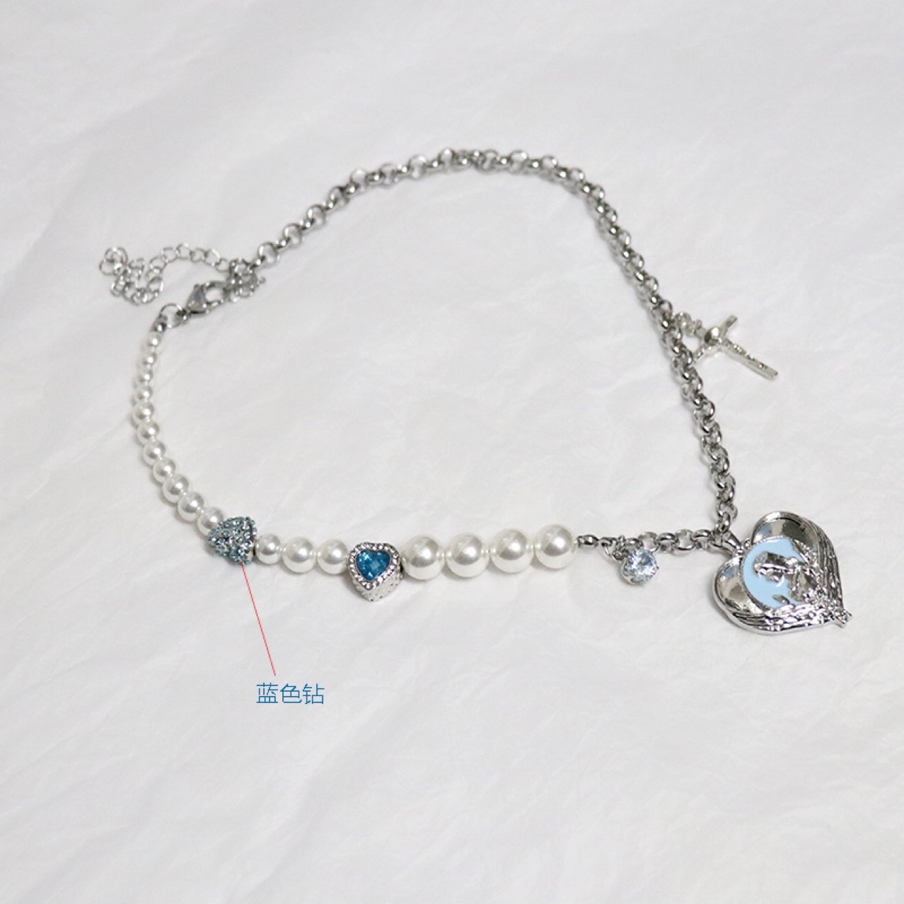 Collier En Alliage De Strass De Perle De Croix De Vierge Marie De Mode En Gros display picture 5