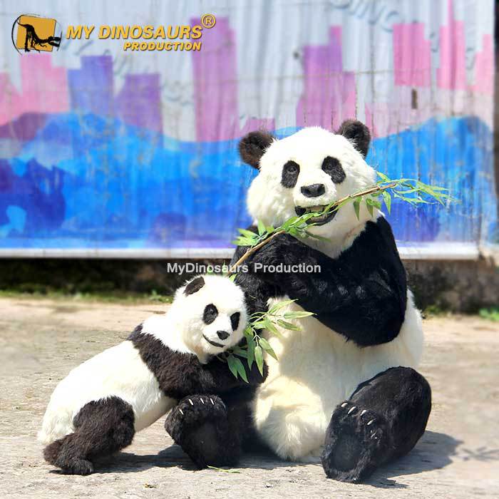 龙晨时代 大型仿真动物熊猫披毛模型 会动会叫手工创意热销装饰