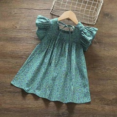 女童連衣裙夏裝2024新款兒童棉布洋氣裙女寶寶碎花裙子一件代發
