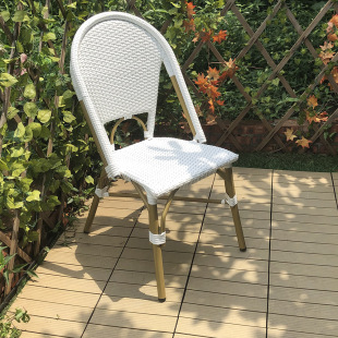 Factory direct supply rattan chair outdoor milk tea coffee shop aluminum tube two-color handmade PE rattan backrest outdoor chair