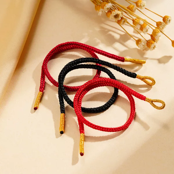 Eight-Strand Red Rope DIY Braided Rope Semi-Finished Adjustable Bracelet with Beads and Gold Jewelry Accessories Red Rope Bracelet