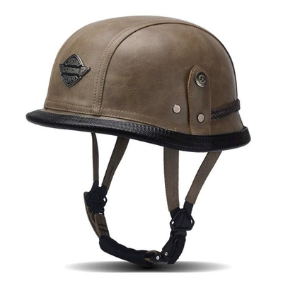 Motorcycle Helmets Lightweight Helmets | Motosiklet kaskı (dəbilqə) - brown-leather-m