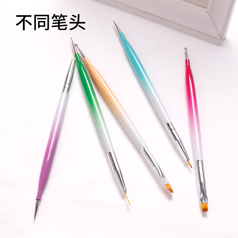 Herramienta transfronteriza de la pluma del arte del clavo punto de doble cabeza taladro pluma de dibujo uñas de cristal tallado fototerapia pintura traje de la pluma