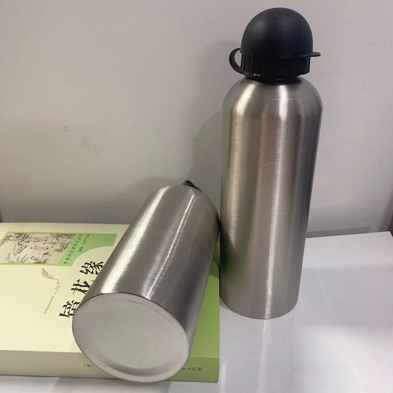 Botella de agua deportiva de boca pequeña de acero inoxidable de una sola capa transfronteriza, ciclismo al aire libre, montañismo, taza de regalo portátil con botella de agua fría con manija