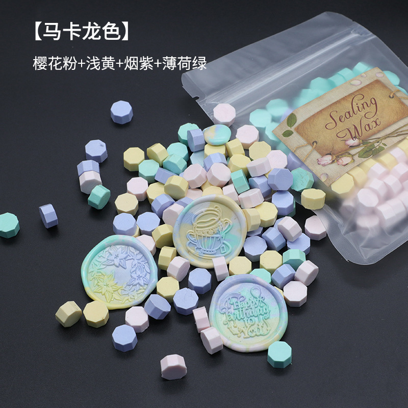 Ocho-lado fuego pintura cera grano mezclado color 35g bolsa de embalaje fuego pintura cera sello al por mayor sobre DIY mano cuenta de sellado Uso de cera