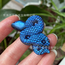 天然水晶拉长石蛇，跨境爆款手工DIY 雕刻件水晶创意摆件 收藏家