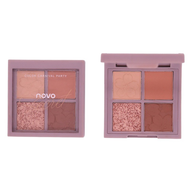 Productos nacionales NOVO fábrica directa sombra de ojos de cuatro colores ins Super fuego neto rojo mismo multicolor perla mate sombra de ojos al por mayor