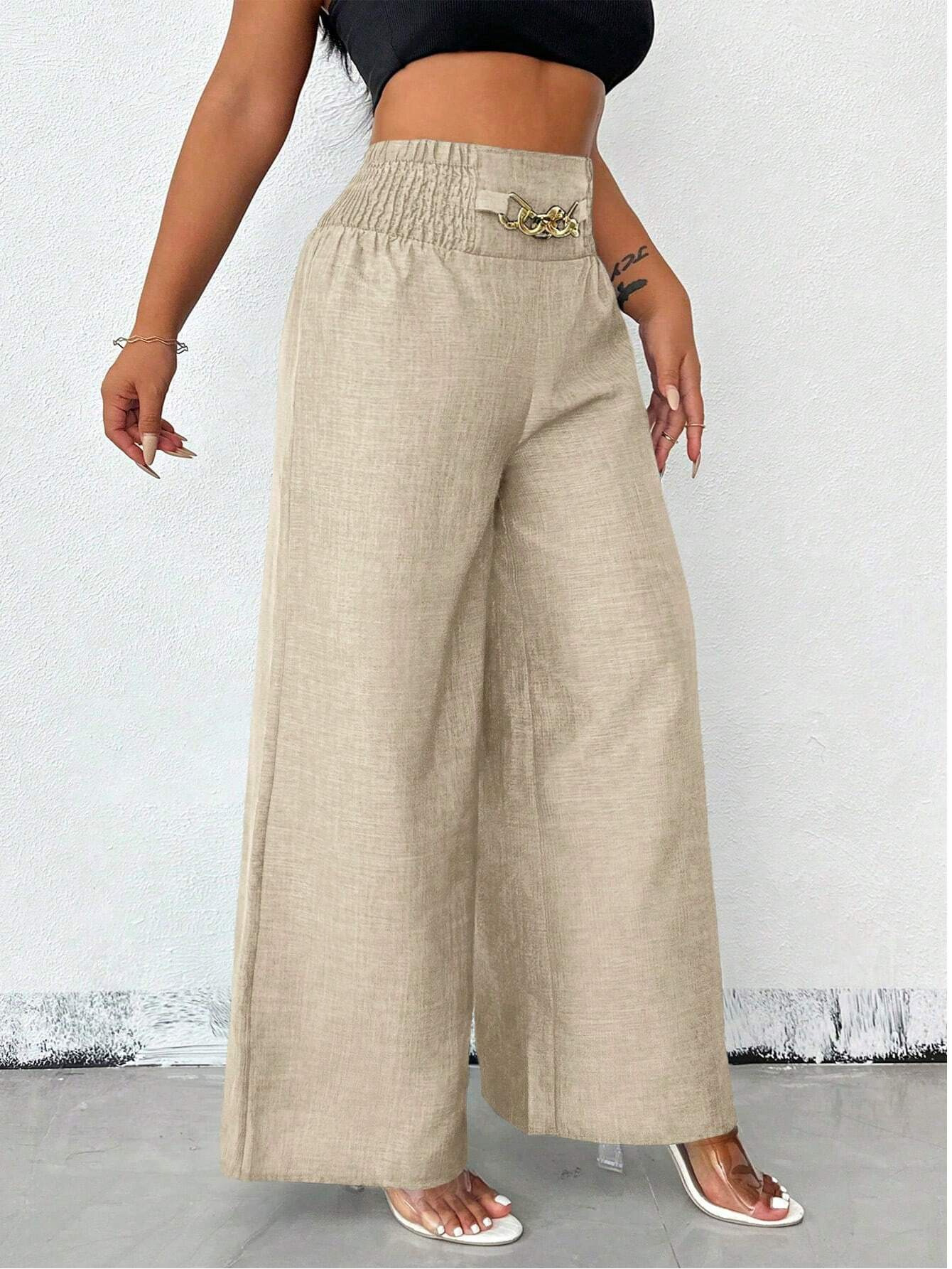 273g Weight Straight Pants Pants Length Polyester Fabric Type Low Waist Waist Line Casual Pants Pants Type Inelastic Elasticity Holiday Occasion Loose Fit Type Solid Color Pattern 2025 Spring and Summer Season Women's Gender Streetwear Style Women's Holiday Streetwear Solid Color Straight Pants Casual Pants 26