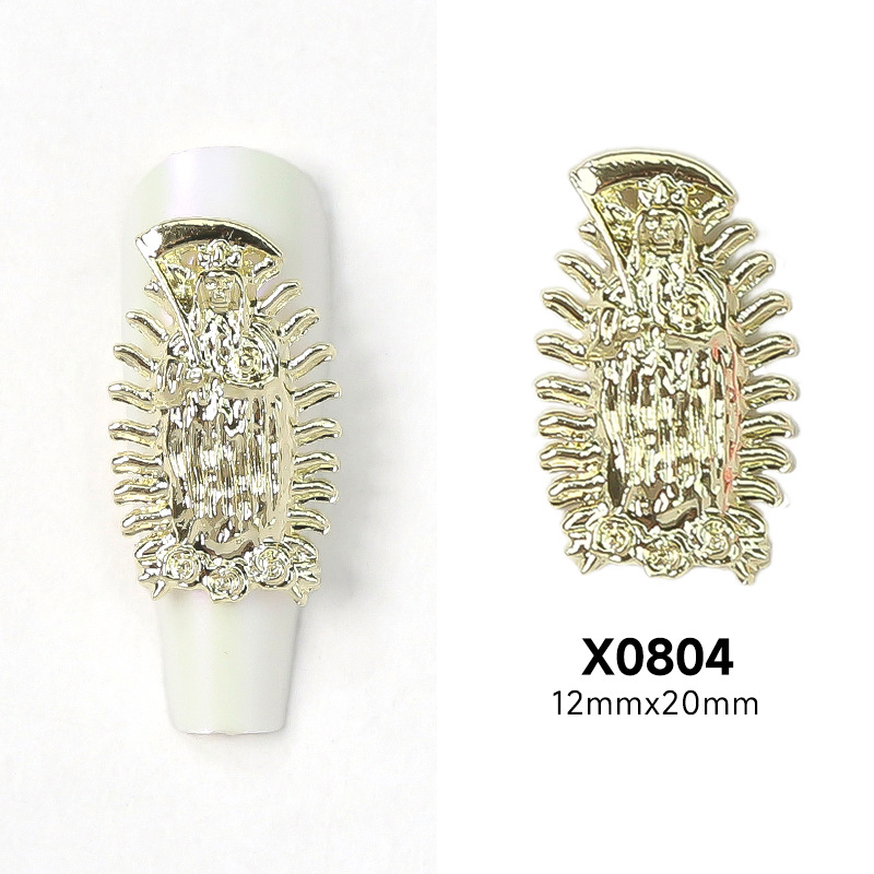 Nueva joyería de uñas de aleación de escorpión transfronteriza pistola de oro y plata pegatina de uñas negro tridimensional estatua de Buda joyería de uñas al por mayor