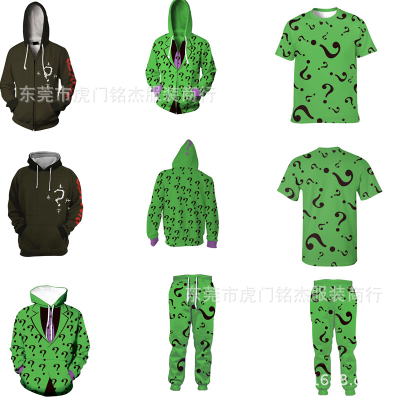 Super Rebel Hero Meiman DC Riddler COS Same-style Sweatshirt 3D Printed Hooded Pullover Casual Jacket Super Rebel Hero Meiman DC Riddler COS Same-style Sweatshirt 3D Printed Hooded Pullover Casual Jacket