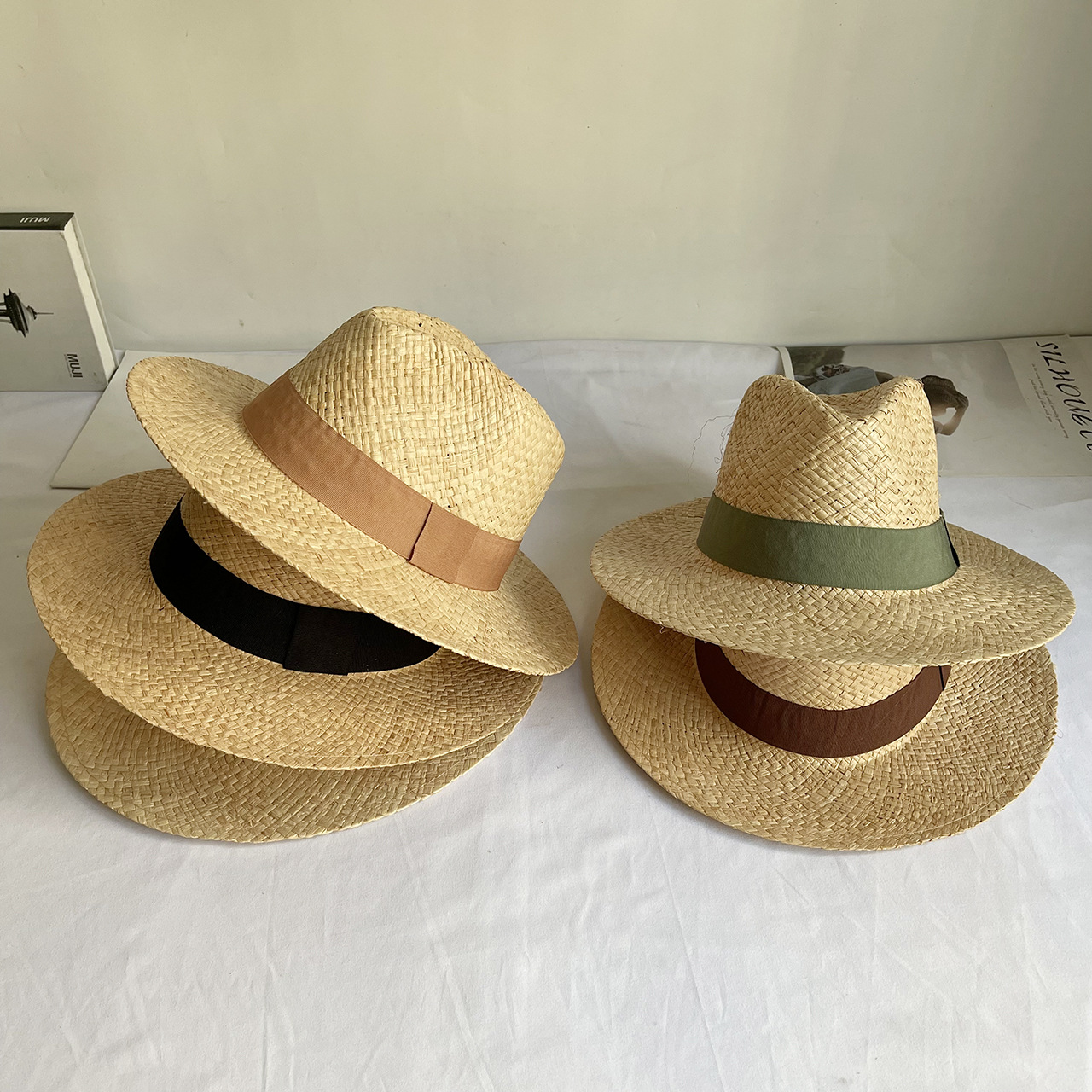 Beach Occasion Straw Material Solid Color Pattern Unisex Vacation Solid Color Flat Eaves Straw Hat